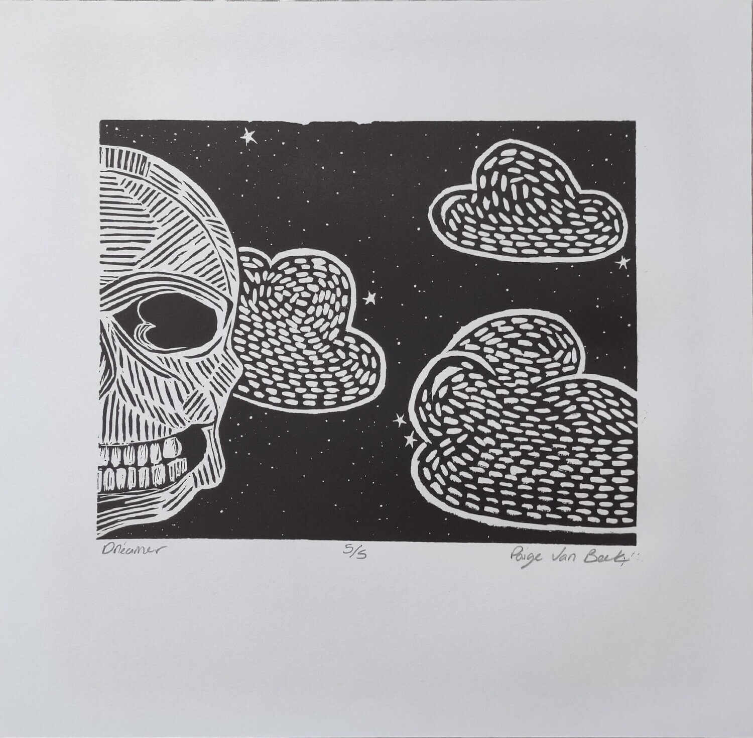 Dreamer - Linocut - Matted