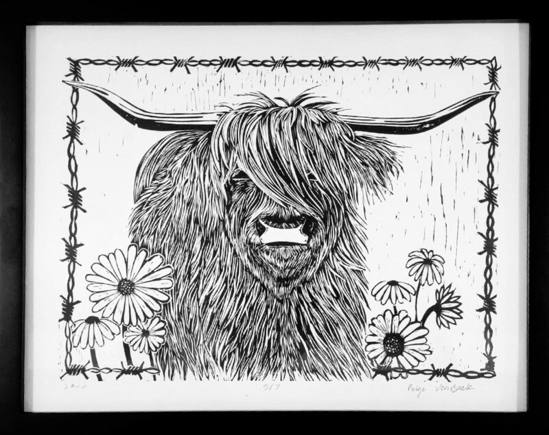Highland Cow - Linoleum Print