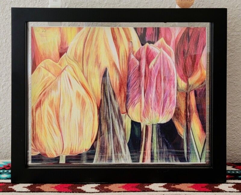 Spring Tulips - Color Pencil - Framed