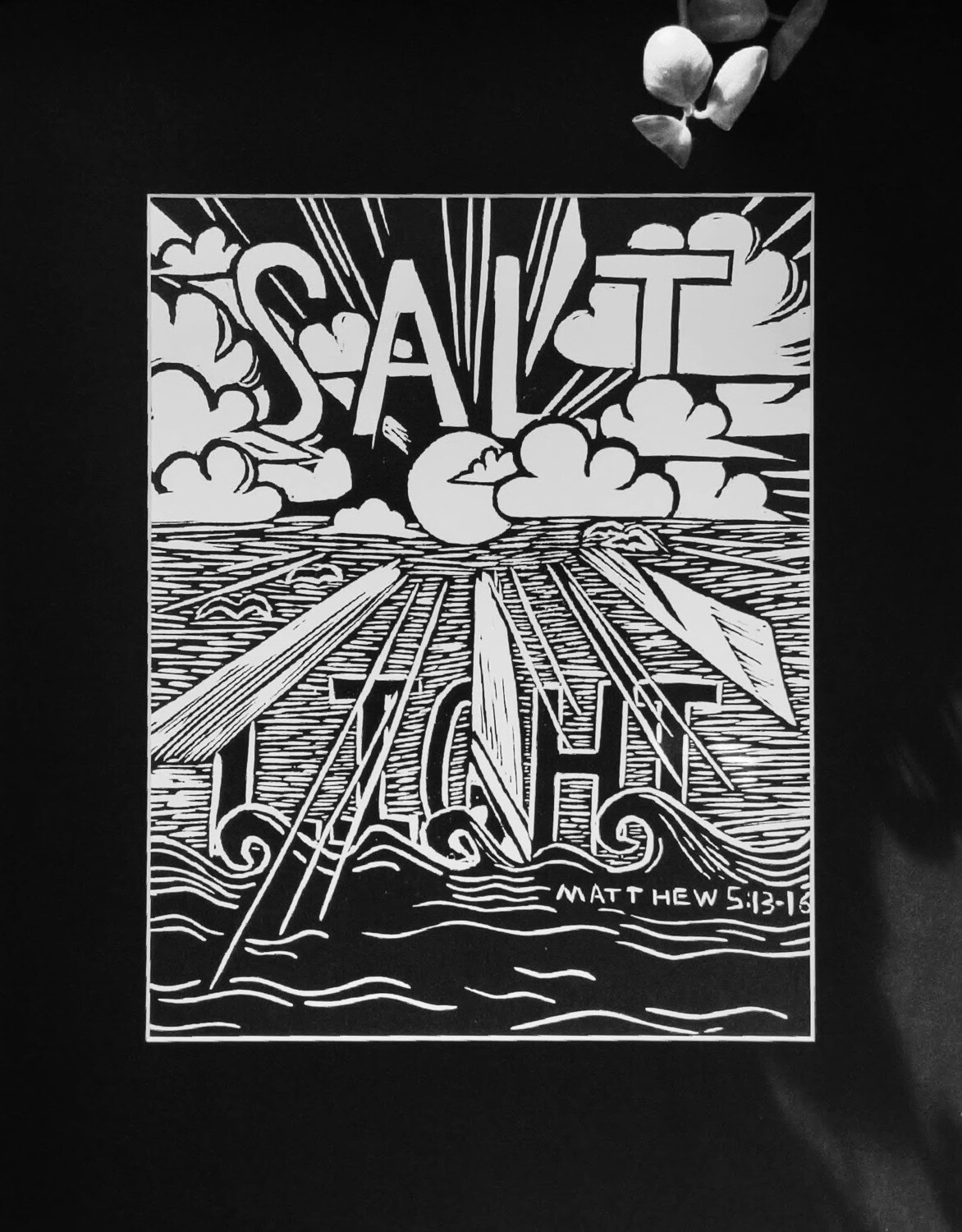 Salt &amp; Light - Lino Print - Matted