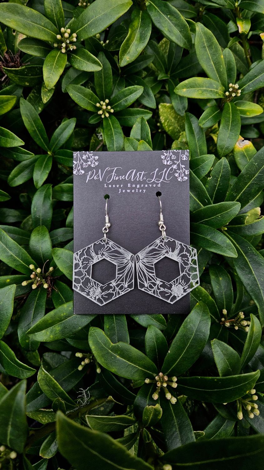 Floral Hexagon Earrings