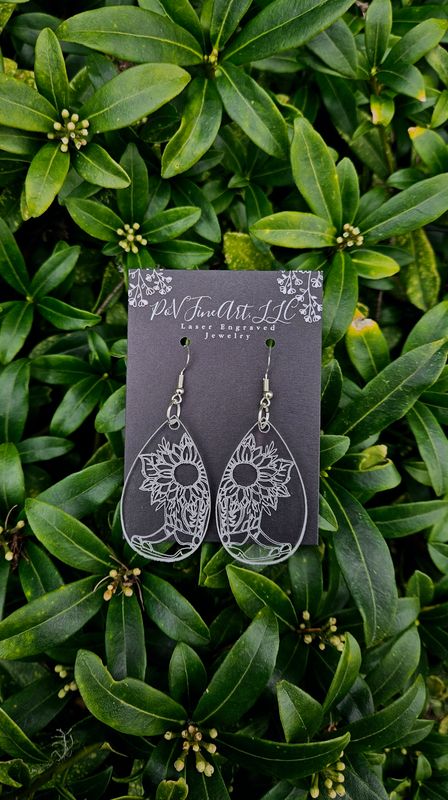 Boot &amp; Sunflower Clear Acrylic Earrings