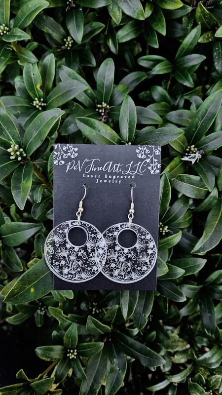 Damask Print Clear Acrylic Earrings