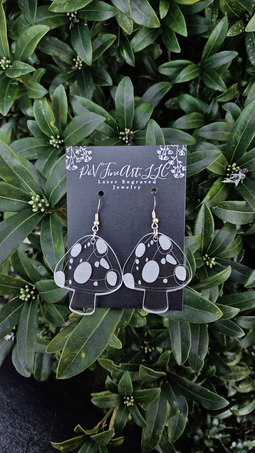 Mushroom Clear Acrylic Earrings