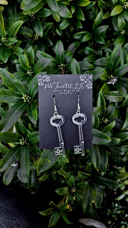 Antique Key Clear Earrings