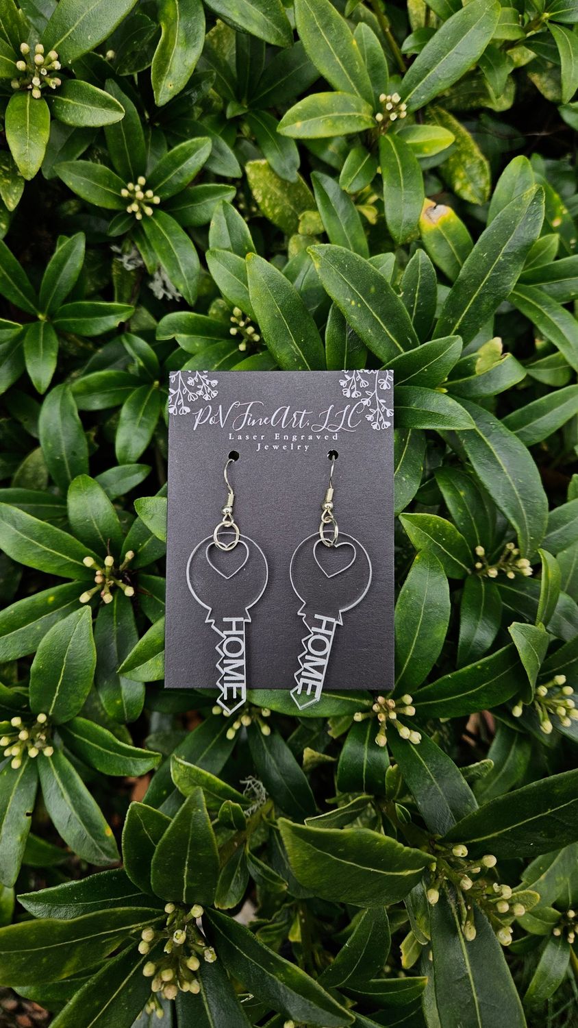 Home Key Clear Earrings
