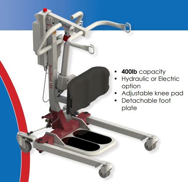 BestCare SA182 Sit-to-Stand Manual Lift | 400 lb Capacity  | Adjustable Knee Pad and Detachable Foot Plate