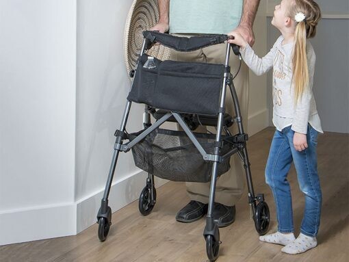 Stander Wonder Rollator Plus, Lightweight Folding Mobility Rolling-Walker, EZ Fold-N-Go-Rollator for Seniors and Adults, 6-inch Wheels, Locking Brakes and Padded Seat with Backrest Stander Wonder Rollator Plus, Lightweight Folding Mobility Rolling-Walker, EZ Fold-N-Go-Rollator for Seniors and Adults, 6-inch Wheels, Locking Brakes and Padded Seat with Backrest