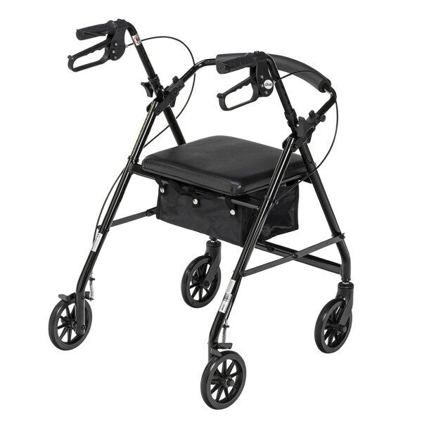 Drive Medical Aluminum Rollator Walker Fold Up and Removable Back Support, Padded Seat, 6" Wheels