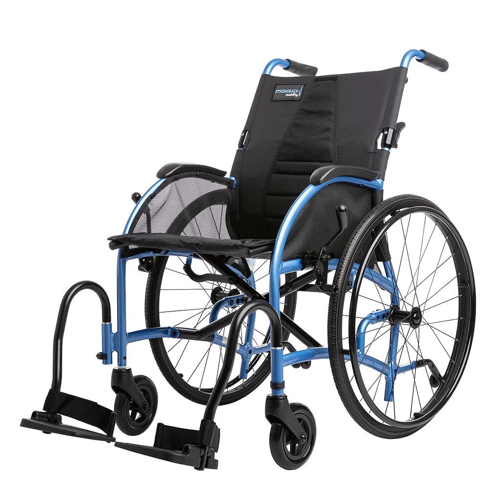 Comfort Strongback 24 Lightweight Folding Wheelchair for Seniors and Adults- for up to 300 Lbs - Transport Chair with Built-in Adjustable Lumbar Support - 18