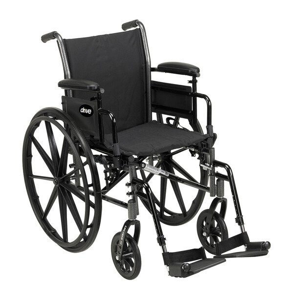 Drive Cruiser III Wheelchair, Seat Width: 16", Armrest: Flip Back, Detachable and Adjustable Height Desk Length Arm, Front Riggings: Swing Away Legrests