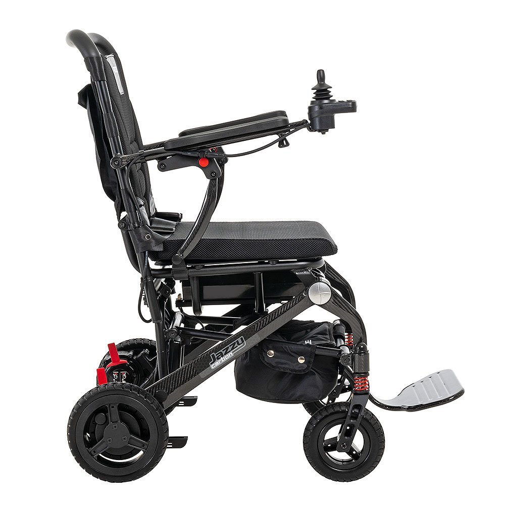 Pride Jazzy Carbon - Electric Foldable Wheelchair, 300 Lbs Weight Capacity, 12 Ah Battery, Black, 17