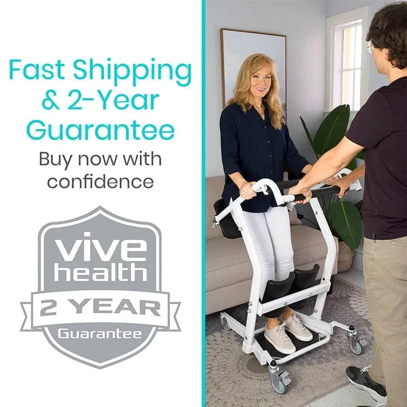 Vive Sit to Stand Lift & Transfer Sling - Elderly Stand Assist Transport Unit Wheelchair Device for Home Care Use, Disability Aid Product for Adults (Sit to Stand Lift + Transfer Sling)