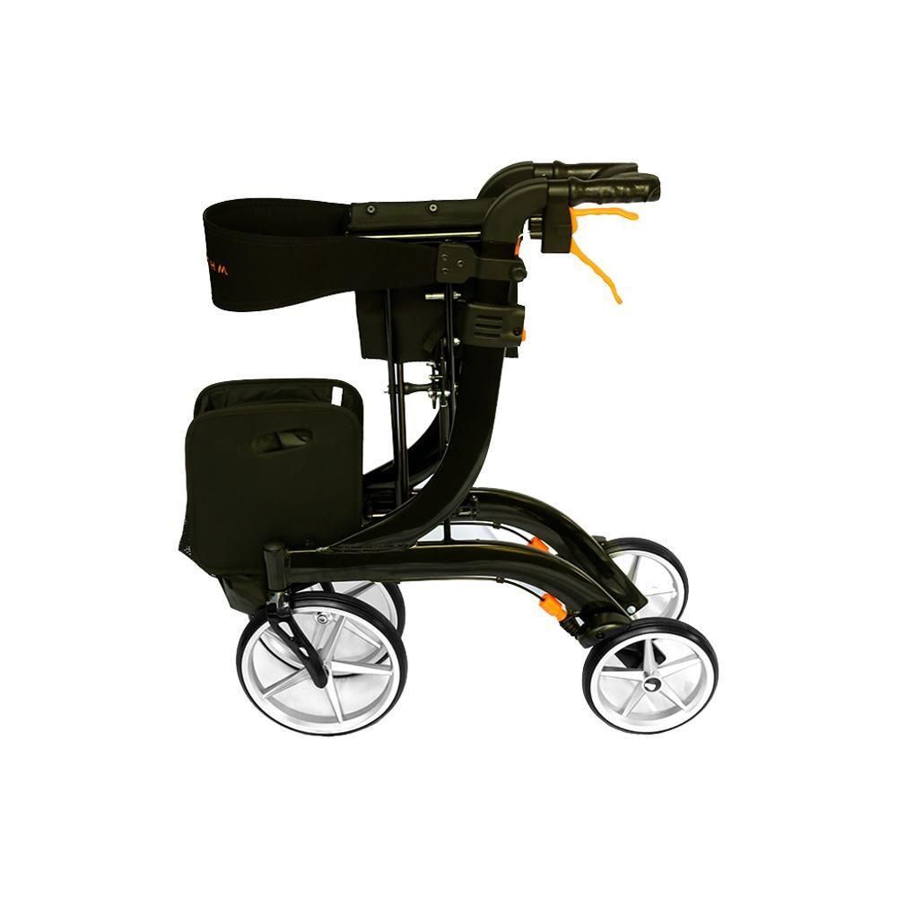 Rhythm Rimor LT Rollator - Large 10” Chrome Front Wheels, Easy Fold Up - 970BK
