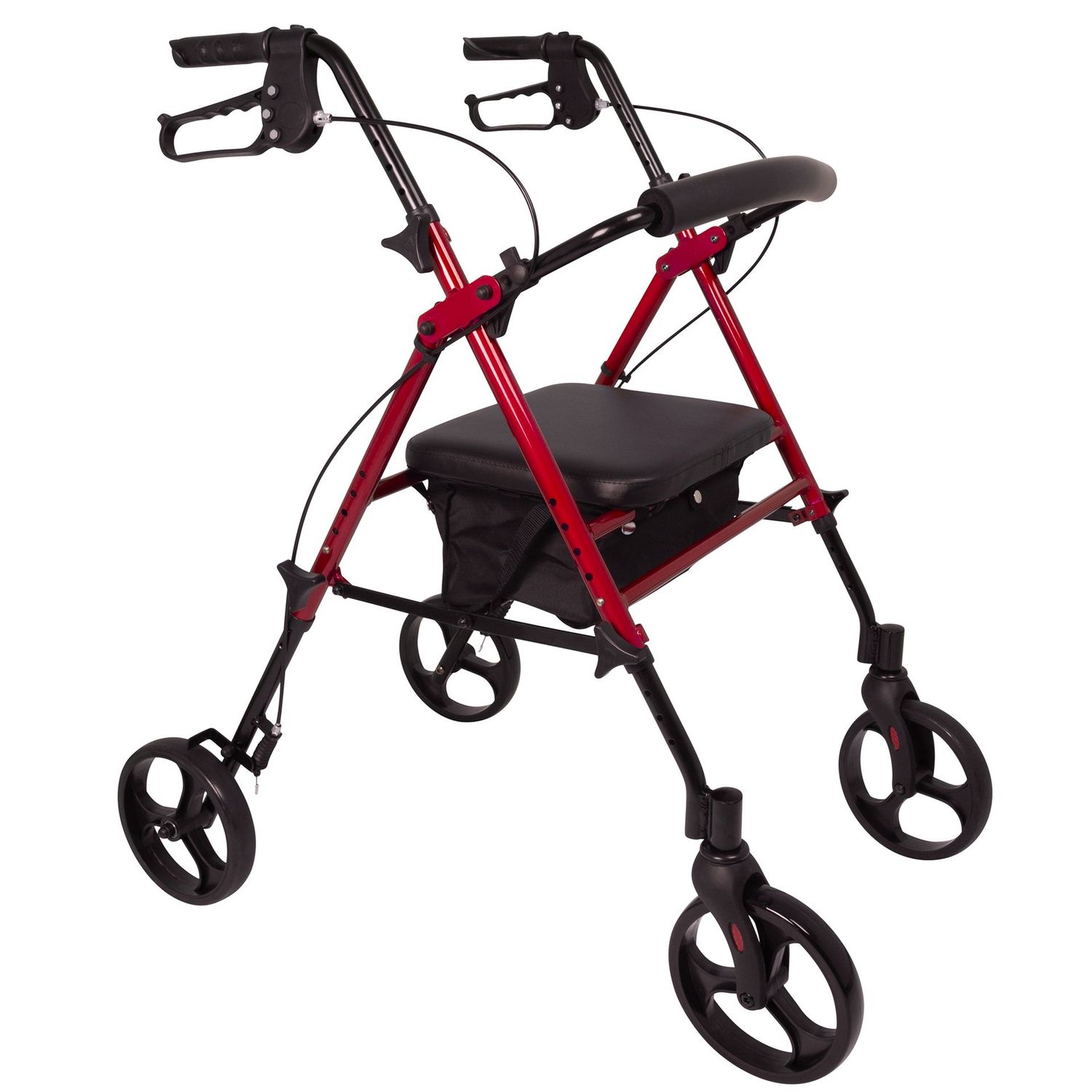 ProBasics Aluminum Height Adjustable Rollator - 8" Wheels - Comfortable Seat, Lockable Brakes, Convenient Storage - Mobility Aid for Seniors, Handicapped, Post-Surgery Recovery