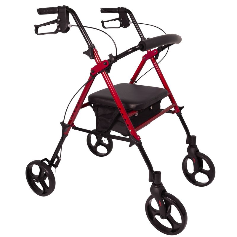 ProBasics Aluminum Height Adjustable Rollator - 8 ProBasics Aluminum Height Adjustable Rollator - 8" Wheels - Comfortable Seat, Lockable Brakes, Convenient Storage - Mobility Aid for Seniors, Handicapped, Post-Surgery Recovery