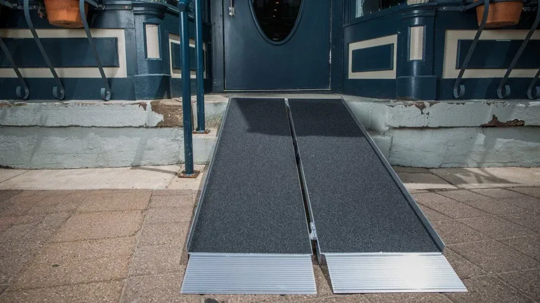 EZ-ACCESS Suitcase Singlefold Portable Ramp with Slip-Resistant Surface and Self-Adjusting Bottom Transition Plates