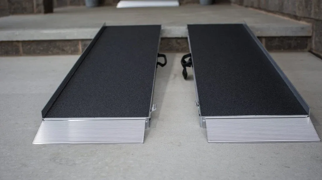 EZ-ACCESS Suitcase Singlefold Portable Ramp with Slip-Resistant Surface and Self-Adjusting Bottom Transition Plates
