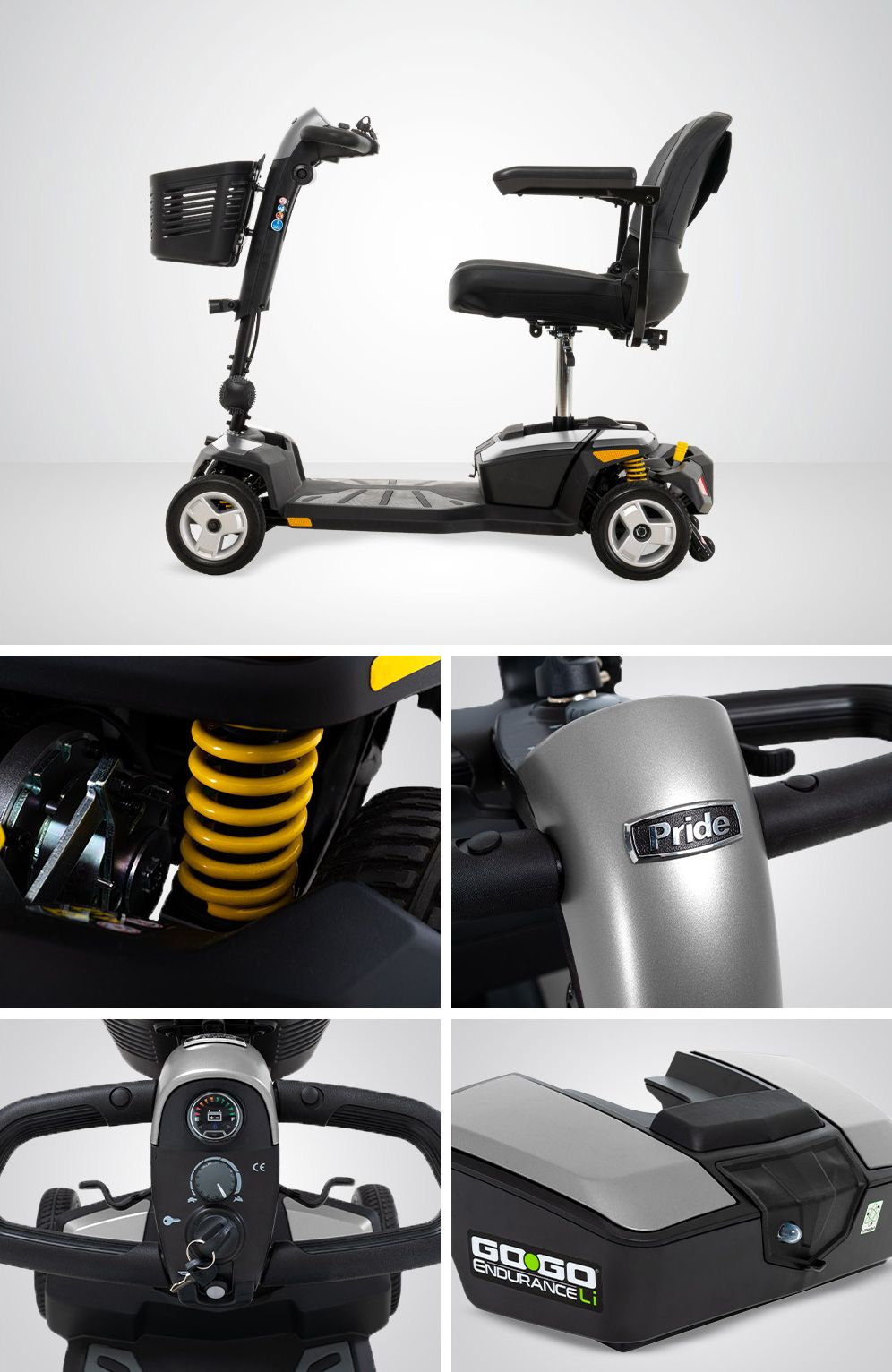 Pride Mobility Go Go Endurance Li MAXX 4-Wheel Scooter - Travel Mobility for Adults, 16 Ah Battery, 325 Lbs Weight Capacity, Fordable Seat - S54LXLIT-16AH