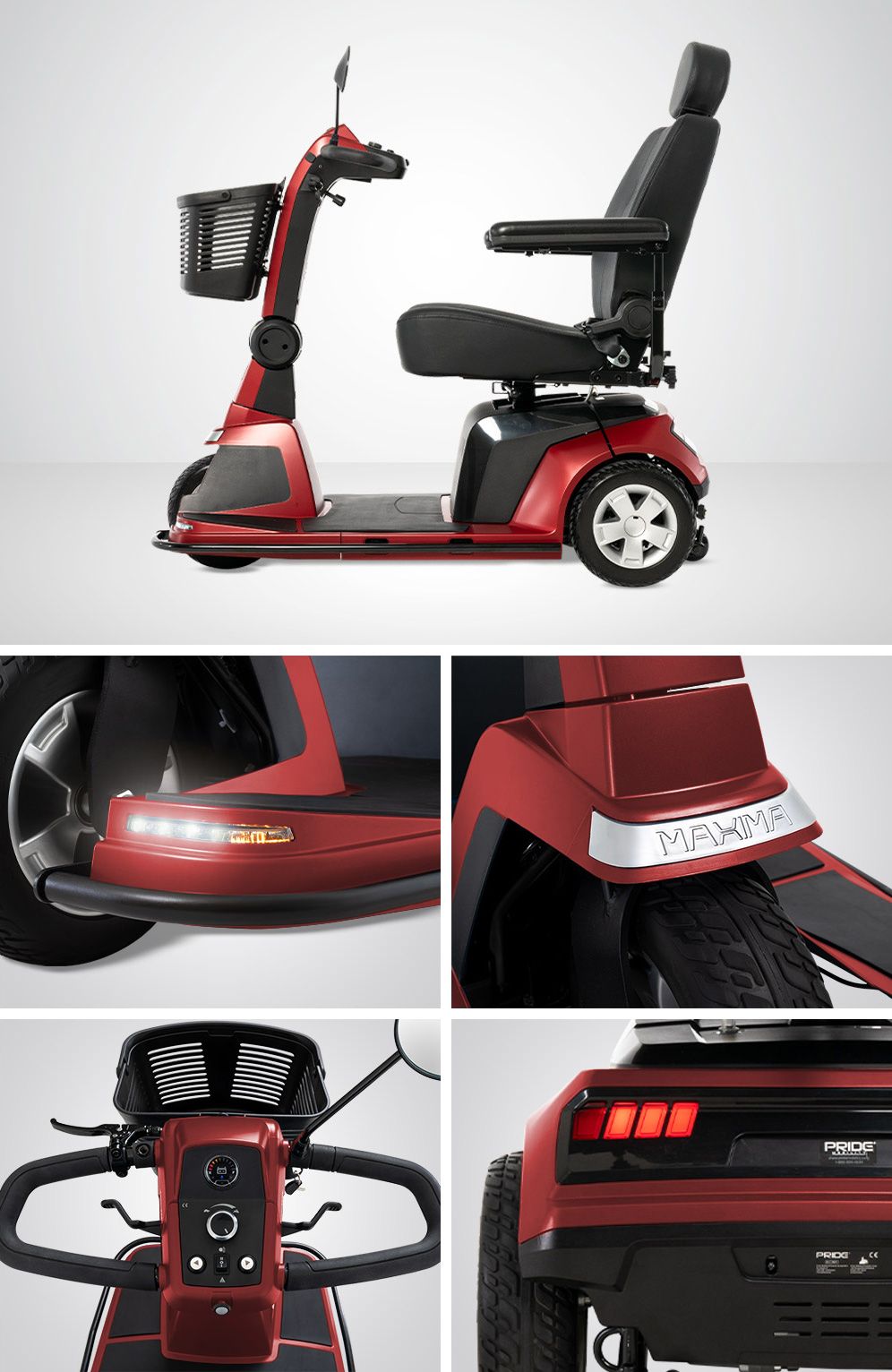 Pride Maxima Ultra HD 3-Wheel Mobility Scooter, 500 lbs. Weight Capacity - SC901