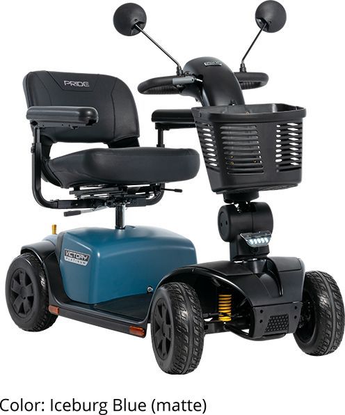 Pride Victory Platinum Mobility Scooter, EZ Turn and Charge360 Technology, with 5-Year Extended Warr (Iceberg Blue, 18 x 18 Deluxe Contour High Back Seat, No Sliders) Pride Victory Platinum Mobility Scooter, EZ Turn and Charge360 Technology, with 5-Year Extended Warr (Iceberg Blue, 18 x 18 Deluxe Contour High Back Seat, No Sliders)