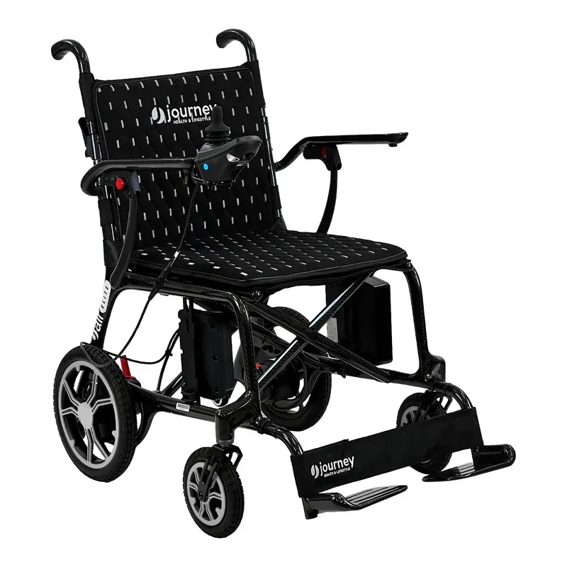 Journey Air Elite - Lightweight Folding Power Chair - World's Lightest at 26 lbs - Portable Motorized Mobility Chair - Foldable Electric Wheelchairs for Adults, Carbon Fiber/Black Journey Air Elite - Lightweight Folding Power Chair - World's Lightest at 26 lbs - Portable Motorized Mobility Chair - Foldable Electric Wheelchairs for Adults, Carbon Fiber/Black