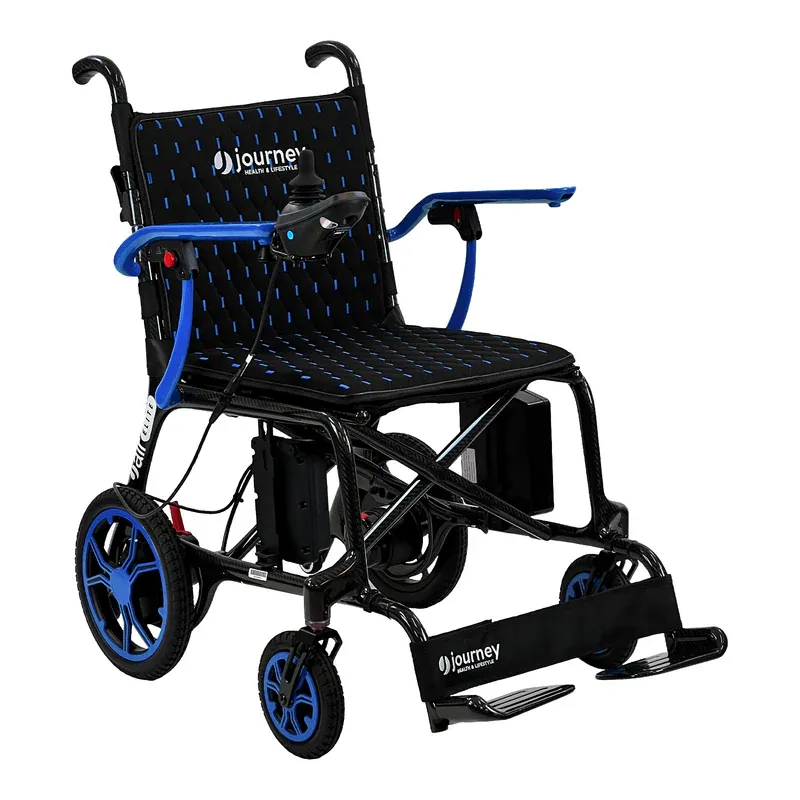 Journey Air Elite - Lightweight Folding Power Chair - World's Lightest at 26 lbs - Portable Motorized Mobility Chair - Foldable Electric Wheelchairs for Adults, Carbon Fiber/Black