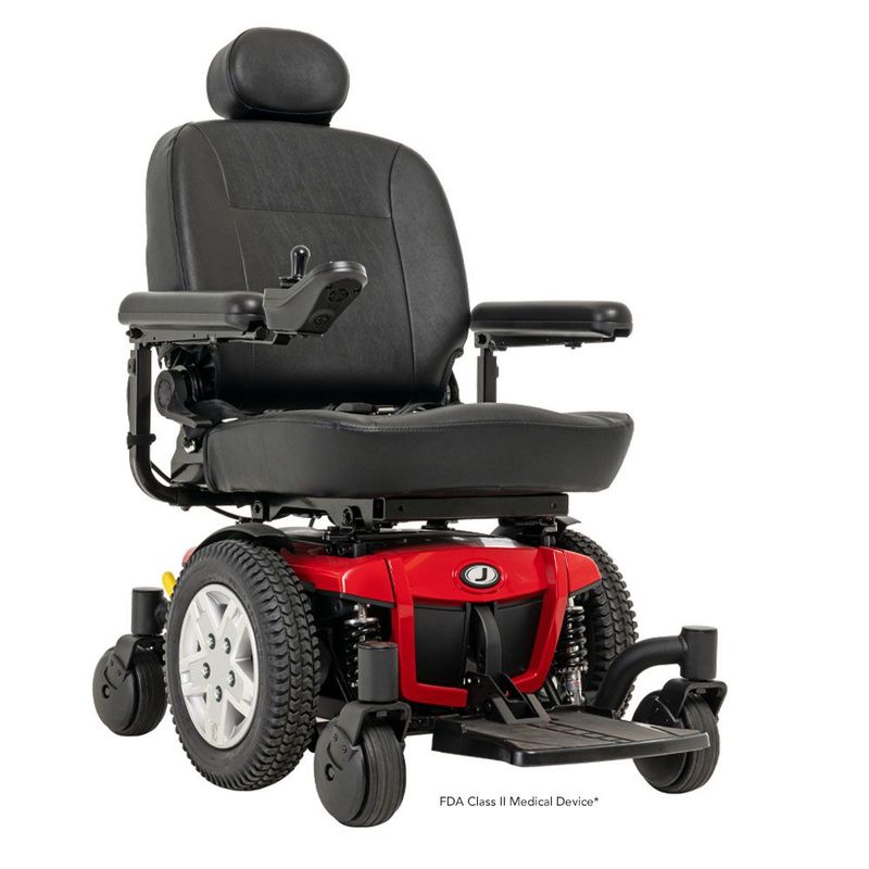 Pride Jazzy 600 ES - Group 2 Power Chair, Nylon, Red, Mid Wheel Drive Power Chair, 300 lbs. WC, Up to 4 MPH, 24.8 Miles Range Per Charge
