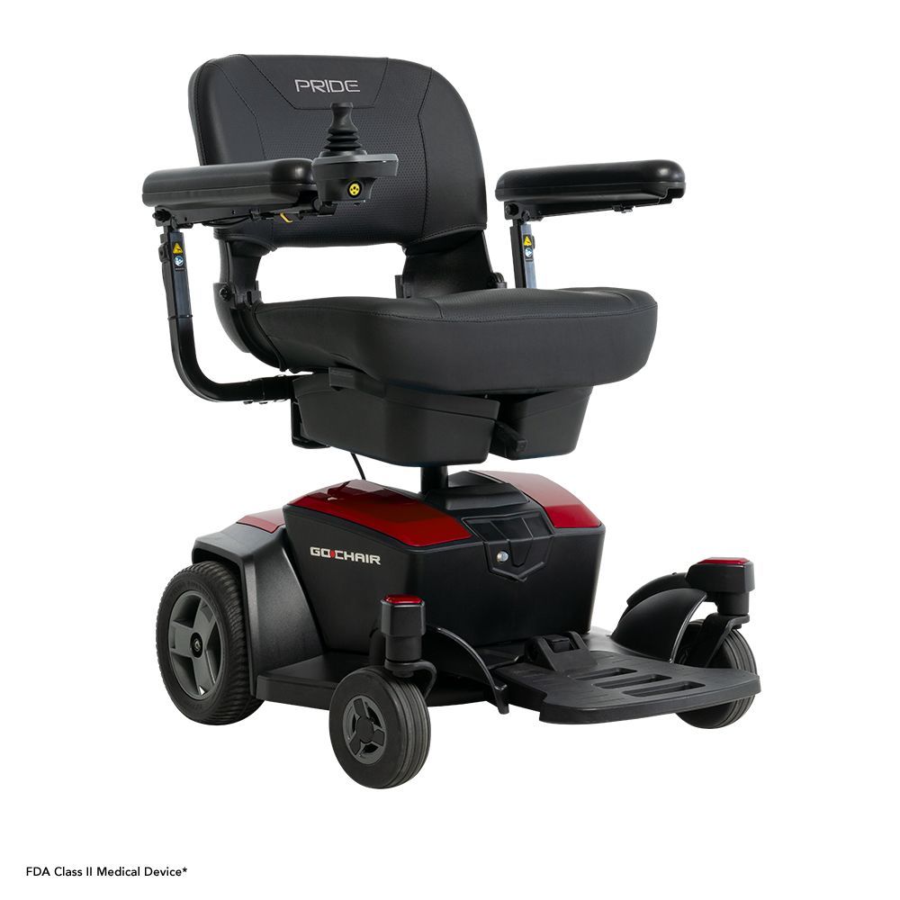 Pride Go Chair - Rear Wheel Drive, Portable, Travel, Motorized Electric Wheelchair, 300 lbs. WC, Up to 3.8 MPH, 8.6 or 13.2 Miles Range Per Charge