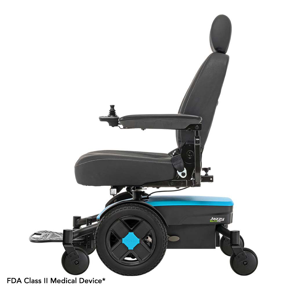 Pride Jazzy EVO 613 - Mid Wheel Drive, Motorized Electric Wheelchair, 300 lbs. WC, Up to 5.1 MPH, 14 or 17.4 Miles Range Per Charge