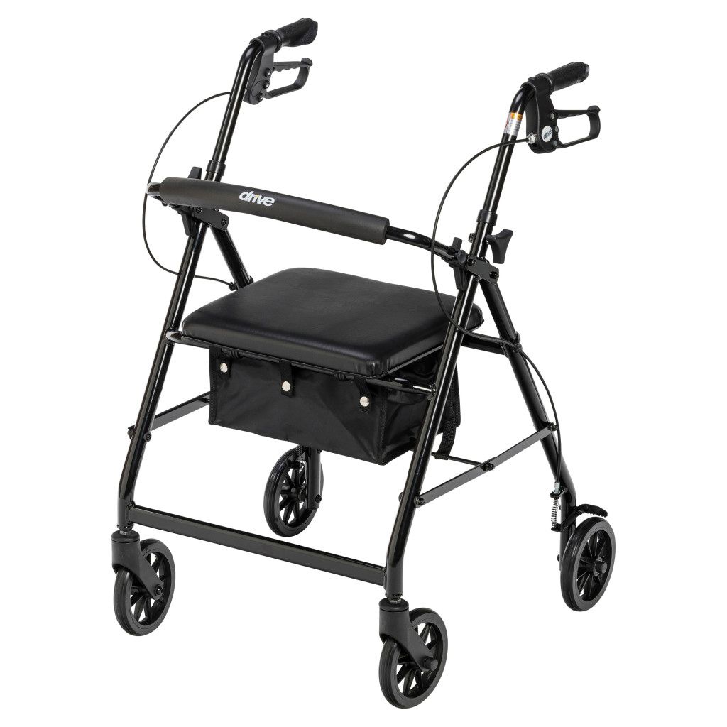 Drive Medical - Aluminum Rollator - Fold Up and Removable Back Support, Padded Seat, 6