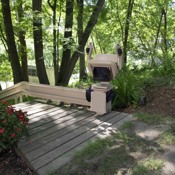 Bruno Elite Outdoor Curved Stairlift CRE-2110E, 400 lb Lift Capacity