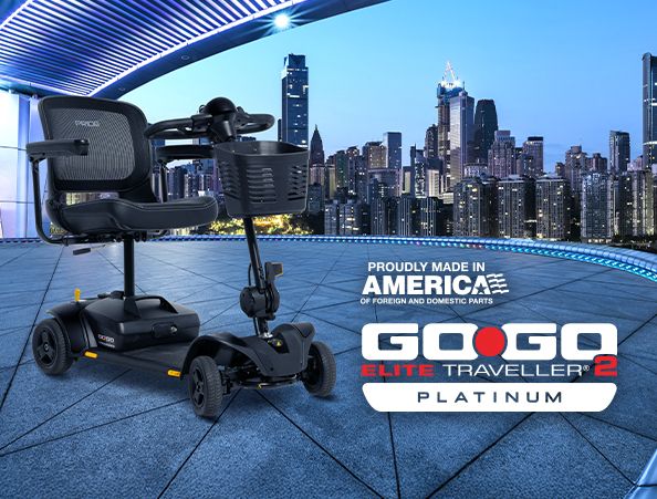 Pride Go Go Elite Traveller 2 Platinum, 4-Wheel - SC442EMS
