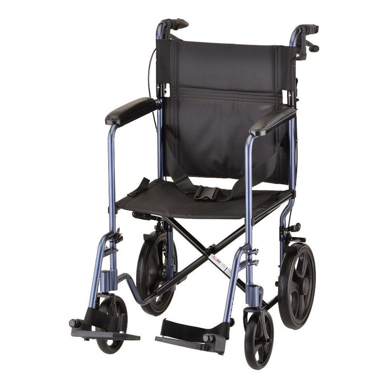 Nova Lightweight Transport Chair with Hand Brakes - 19" with Swing Away Footrests - 330