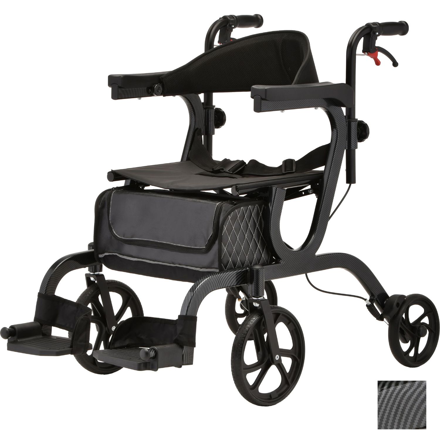 Nova Hybrid Transport Chair/Rollator - 4500RD/BLK