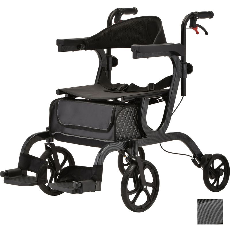 Nova Hybrid Transport Chair/Rollator - 4500RD/BLK