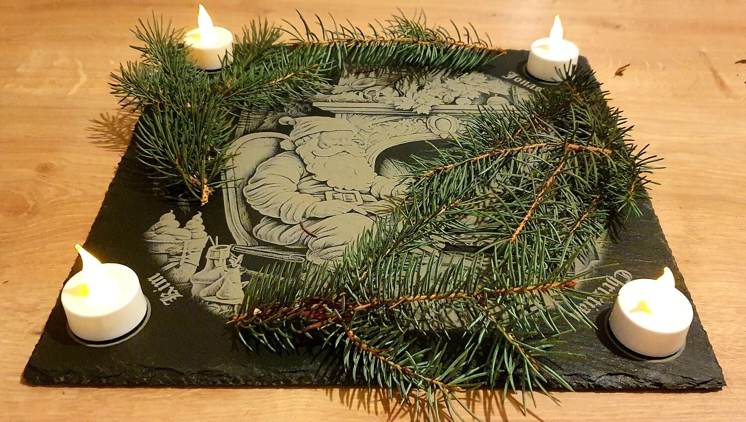 Adventskranz Schiefer