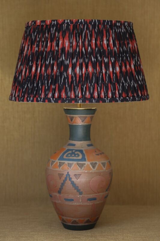 LAMPSHADE 'RAMINA' - GATHERED INDIAN IKAT