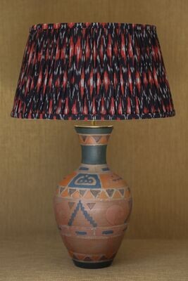 LAMPSHADE 'RAMINA' - GATHERED INDIAN IKAT