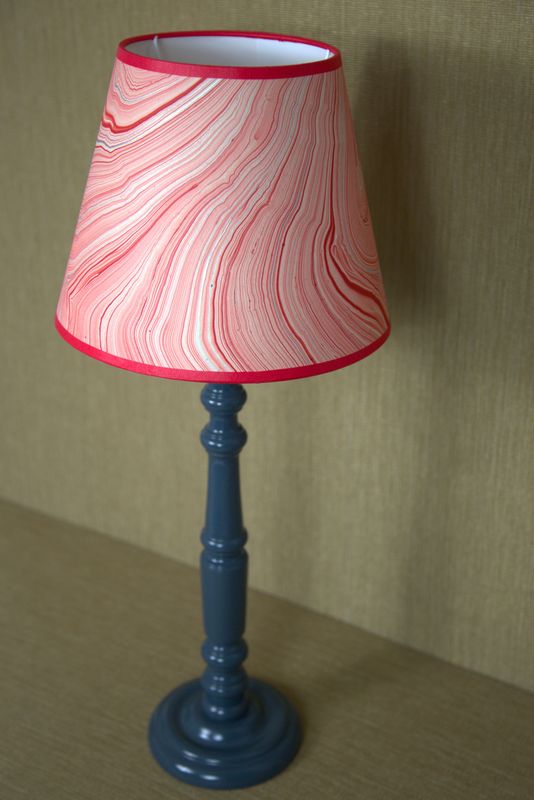 HANDMARBLED PAPER LAMPSHADE - RED
