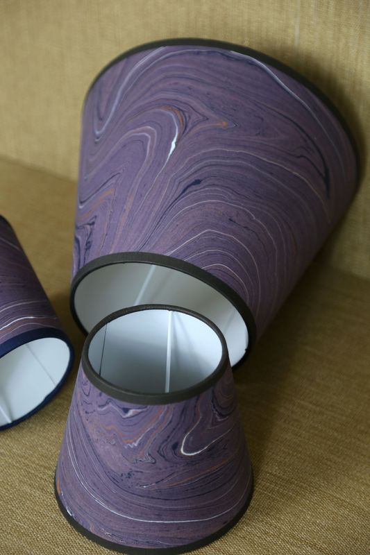 HANDMARBLED PAPER LAMPSHADE - PURPLE