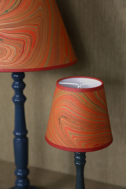 HANDMARBLED PAPER LAMPSHADE - ORANGE