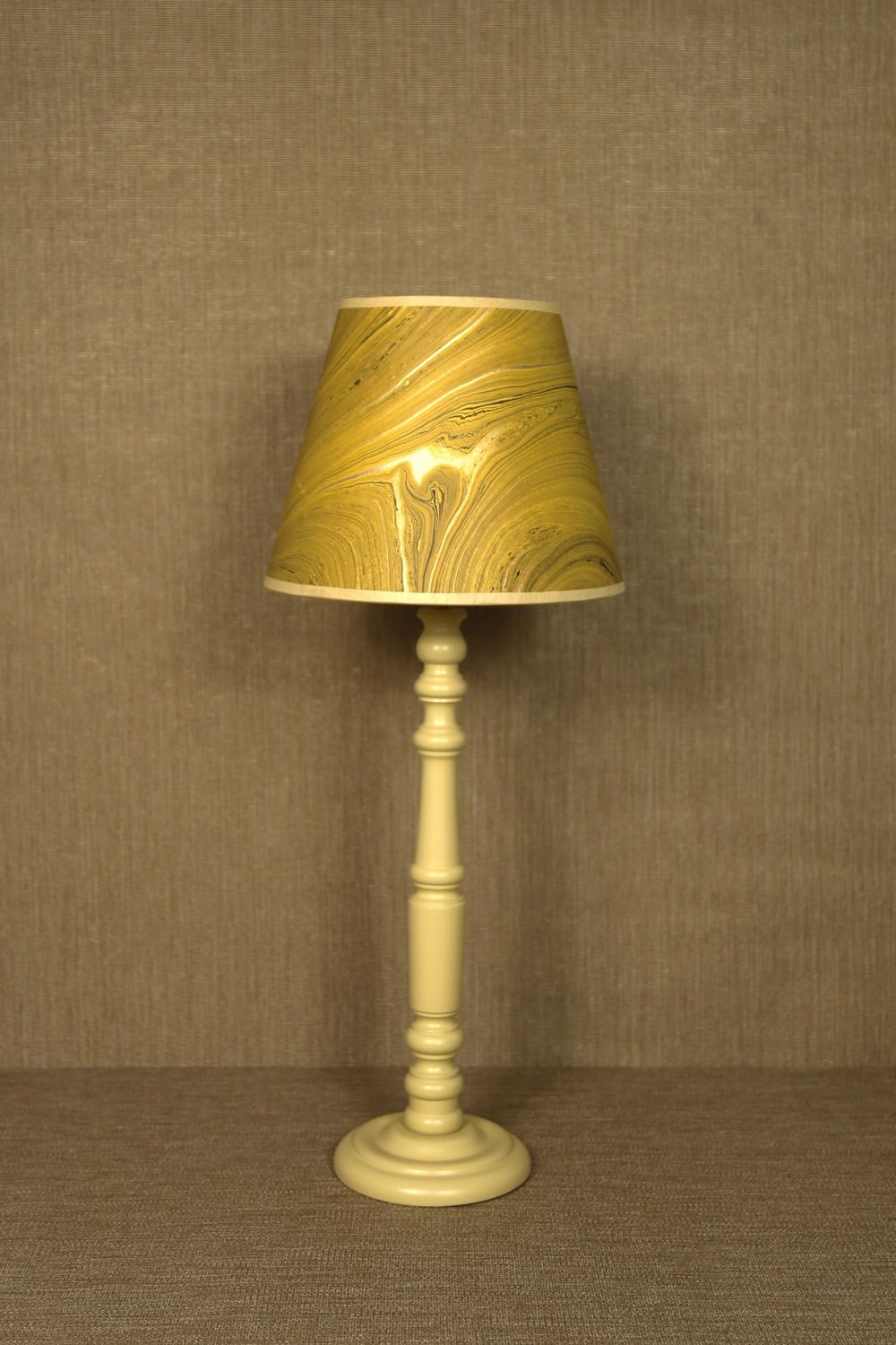 HANDMARBLED PAPER LAMPSHADE - OCHER