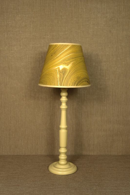HANDMARBLED PAPER LAMPSHADE - OCHER