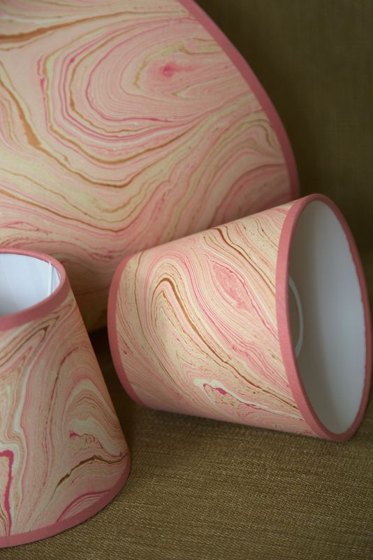 HANDMARBLED PAPER LAMPSHADE - ROSEGOLD