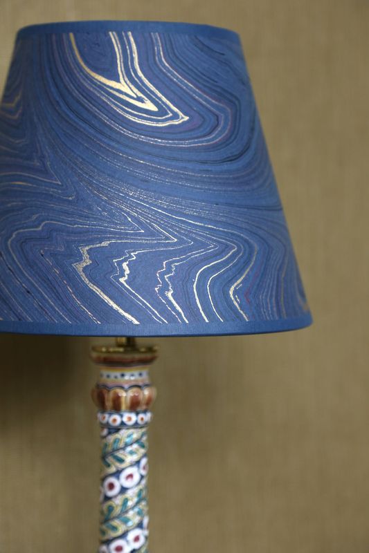 HANDMARBLED PAPER LAMPSHADE - DARKBLUE