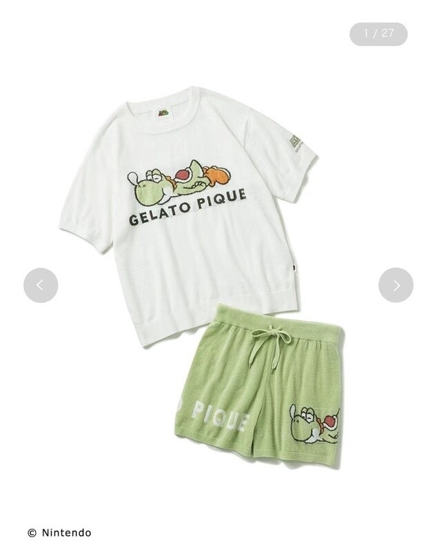 Gelato Pique GP x Nintendo Yoshi Dinosaur Pajama Set for Women, Short-Sleeve Top &amp; Shorts, 3 Styles