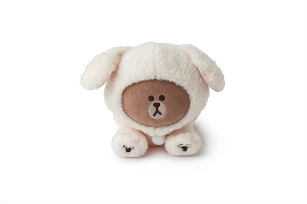 LINE FRIENDS玩偶熊, pattern: 白狗