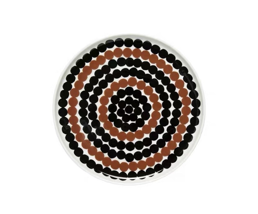 Marimekko黑棕波点盘子20cm