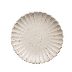 中国制白色点点盘子 18cm / White Flower Plate 18cm From CHINA